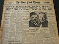 1940 JUNE 29 NEW YORK TIMES - REPUBLICANS NAME M'NARY FOR V. P. - NT 5537