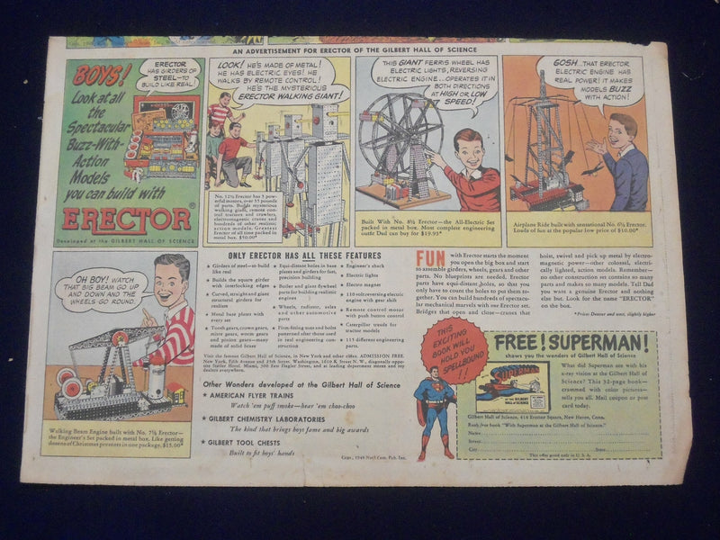 1948 NOVEMBER 7 SUPERMAN - ERECTOR SET - COLOR COMICS AD - NP 5262