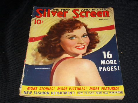 1940 SEPTEMBER SILVER SCREEN MAGAZINE - PAULETTE GODDARD FRONT COVER - E 1806