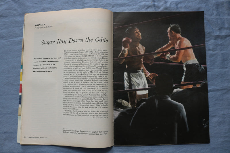 1958 MARCH 24 SPORTS ILLUSTRATED MAGAZINE - BASILIO VS. ROBINSON - ST 5505W