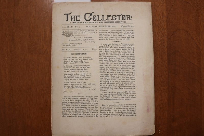 1912-1914 THE COLLECTOR AUTOGRAPH MAGAZINE - LOT OF 2 - K 3188