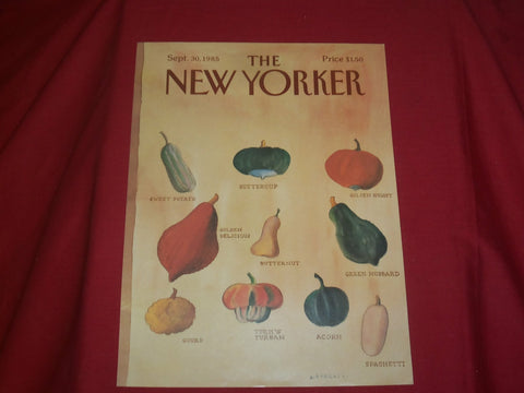 1985 SEPTEMBER 30 NEW YORKER MAGAZINE FRONT COVER ONLY - GREAT ART FOR FRAMING