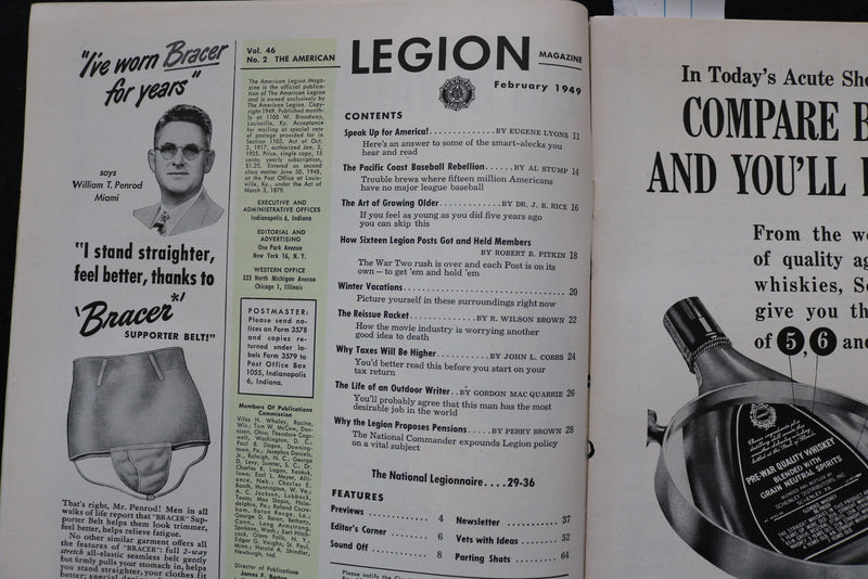 1949 FEB THE AMERICAN LEGION MAGAZINE - PACIFIC COAST BASEBALL COVER - E 10527