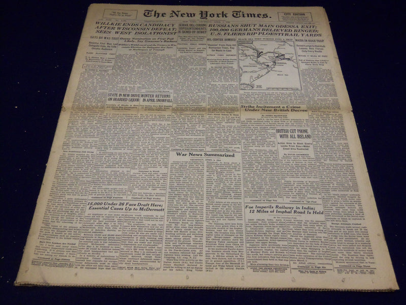 1944 FEBRUARY 1 NEW YORK TIMES - WILLKIE ENDS CANDIDACY - NT 3351