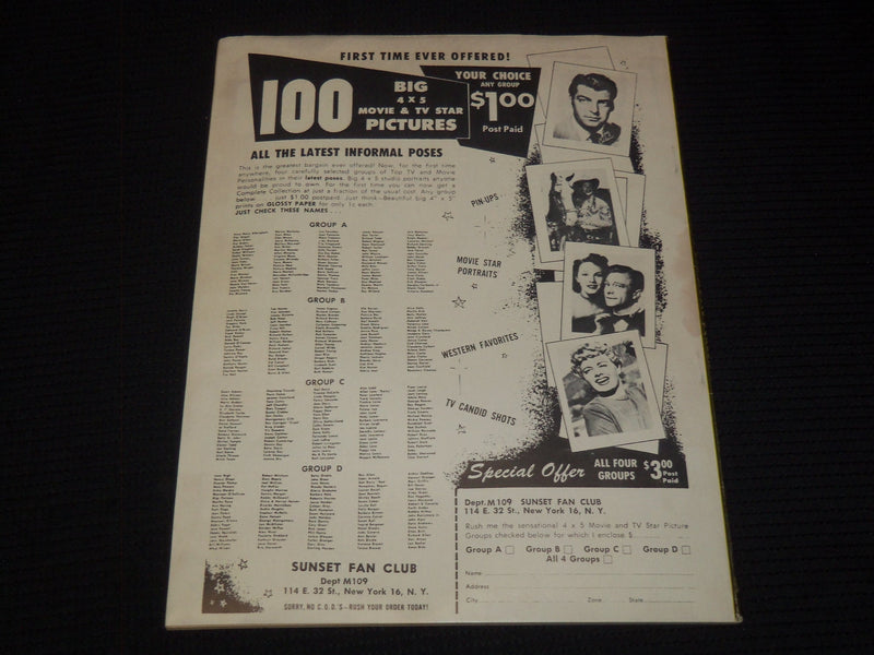 1954 SEPTEMBER TV AND MOVIE SCREEN MAGAZINE - AVA GARDNER COVER - E 16231