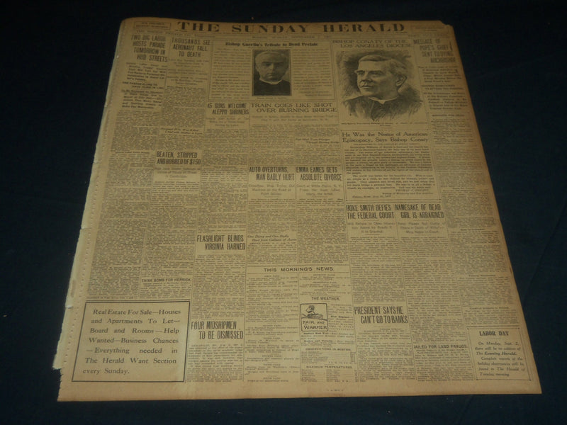 1907 SEPTEMBER 1 THE BOSTON HERALD - POPE'S MESSAGE SENT TO ARCHBISHOP - BH 231