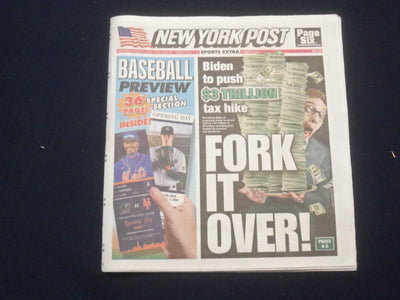 2021 MARCH 31 NEW YORK POST NEWSPAPER - BASEBALL PREVIEW SECTION - METS- YANKEES