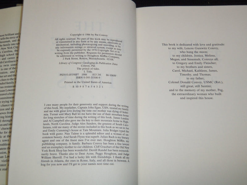 196 THE PRINCE OF TIDES HARDCOVER BOOK BY PAT CONROY - KD 7826
