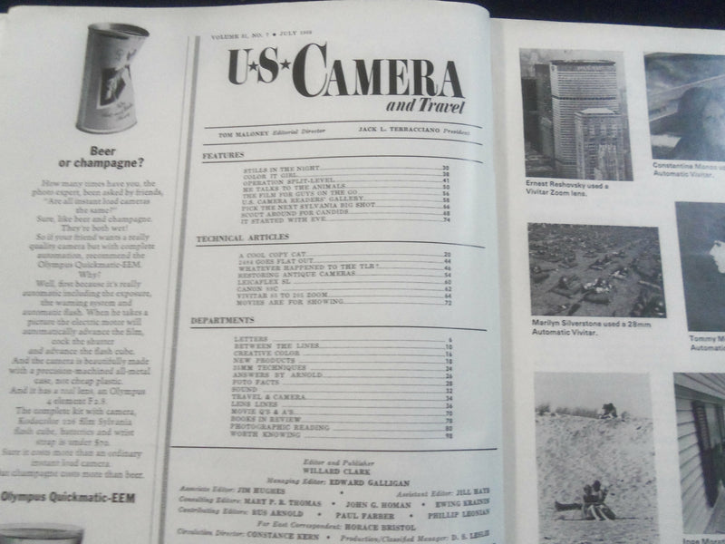 1968 JULY U.S CAMERA AND TRAVEL MAGAZINE- PICTURES WITH SEMI-SUBMARINE- SP 4714D