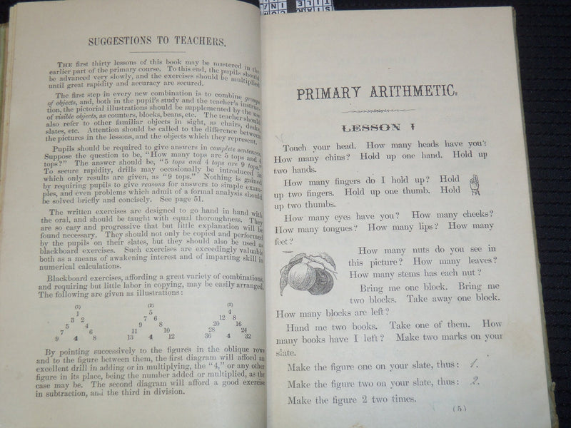 1868 WHITE'S GRAND SCHOOL SERIES PRIMARY ARITHMATIC BOOK - K 2189