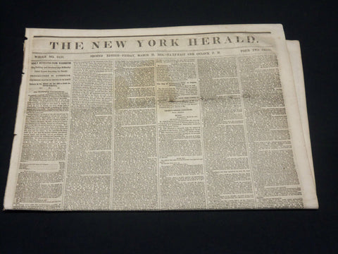 1854 MARCH 31 NEW YORK HERALD NEWSPAPER - CUTTING BRECKENRIDGE - NP 4893
