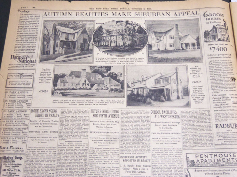 1930 OCTOBER 5 NEW YORK TIMES REAL ESTATE - NEW BUILDING ERA OPENING - NT 6998