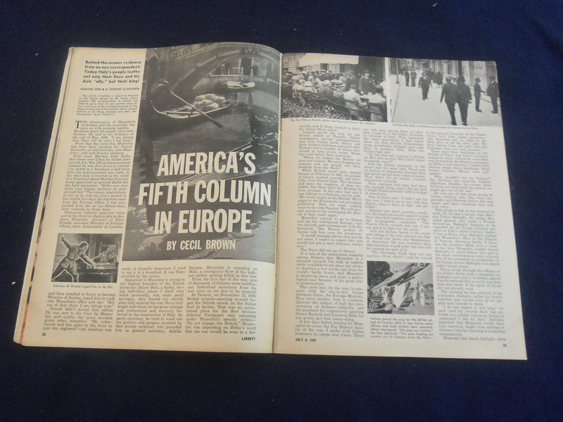 1942 JULY 4 LIBERTY MAGAZINE - GREAT ILLUSTRATED COVER - B 4197O
