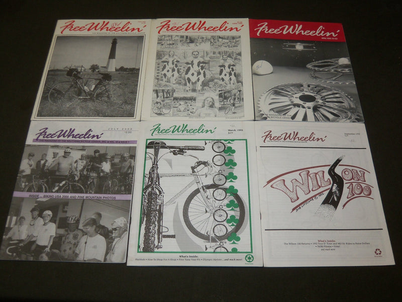 1990-2001 FREE WHEELINN' SO. BICYCLE LEAGUE MAGAZINE LOT OF 7 ISSUES - O 3255