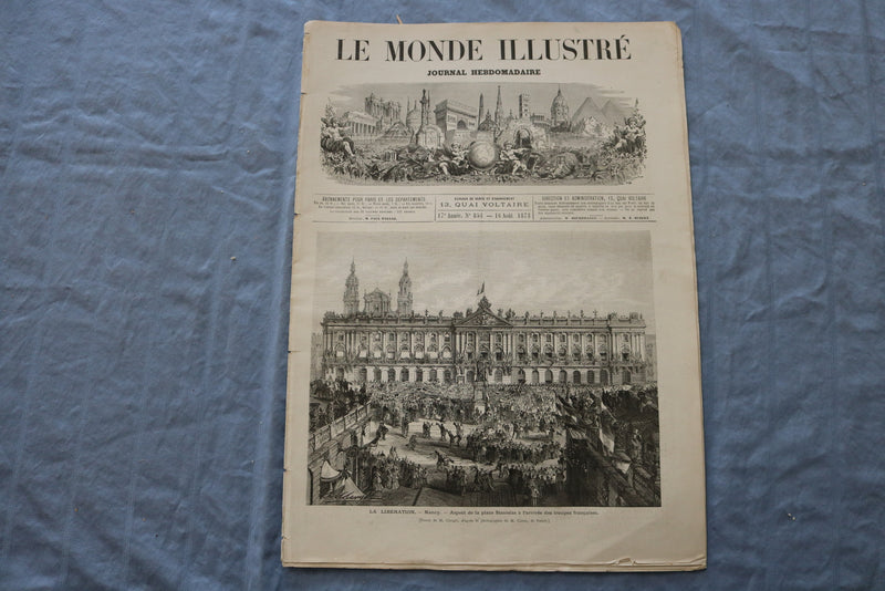 1873 AUG 16 LE MONDE ILLUSTRE MAGAZINE - LA LIBERATION-NANCY - FRENCH - NP 8448