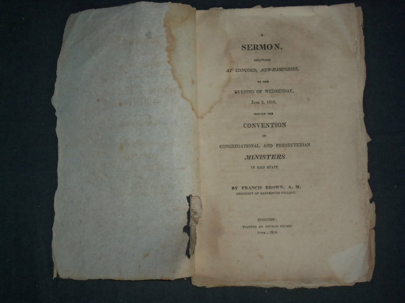 1818 PRESIDENT BROWN'S SERMON - ECCLESIASTICAL CONVENTION - CONCORD, NH - J 4658