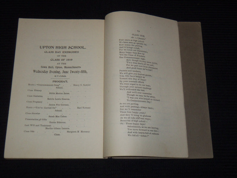 1919 ANNUAL REPORT OF THE TOWN OFFICERS OF UPTON MASSACHUSETTS - K 3116