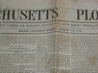 1847 AUGUST 14 MASSACHUSETTS PLOUGHMAN NEWSPAPER - CAMBRIDGE TELESCOPE - NP 5148