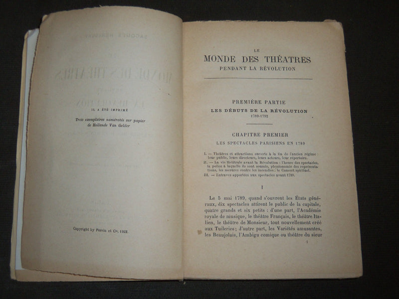 1922 LE MONDE DES THEATRES BY JACQUES HERISSAY FRENCH BOOK - KD 3673
