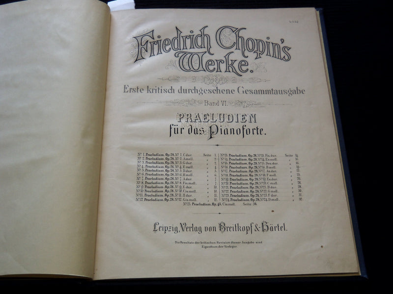 1900'S FRIEDRICH CHOPKIN'S WERKE BOUND VOLUME NO. 6 - PRAELUDIEN - KD 1870B