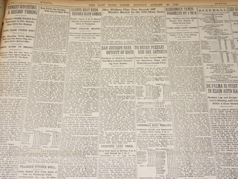 1920 AUGUST 29 NEW YORK TIMES - COX STIRS ENTHUSIASM SPEAKS TWICE - NT 8564