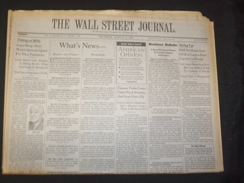 1999 MARCH 11 THE WALL STREET JOURNAL-BNP BID RAISES ISSUE OF LARGE BANK- WJ 206