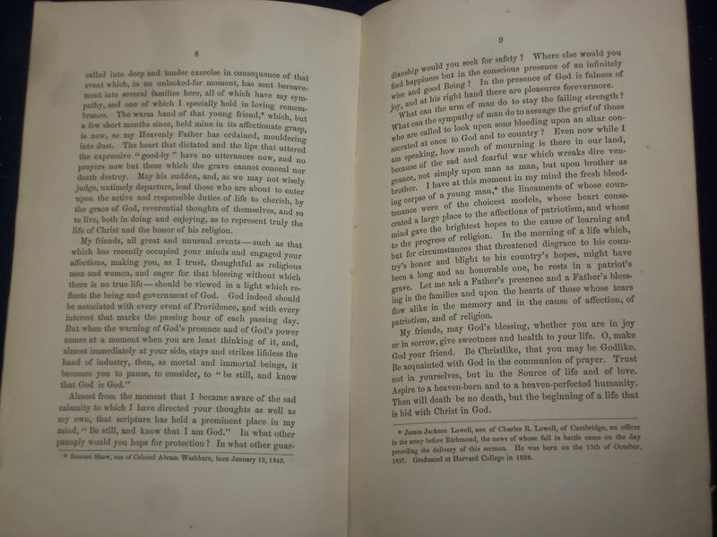1862 BRIDGEWATER FIRST CONGREGATIONAL SOCIETY SERMON BY RICHARD HODGES - J 4484