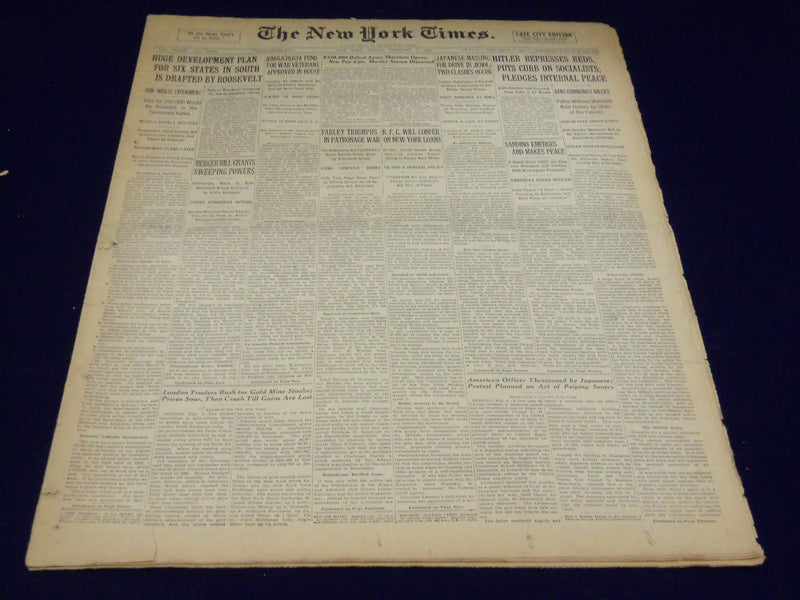 1933 FEBRUARY 3 NEW YORK TIMES - HITLER REPRESSES REDS - NT 4167
