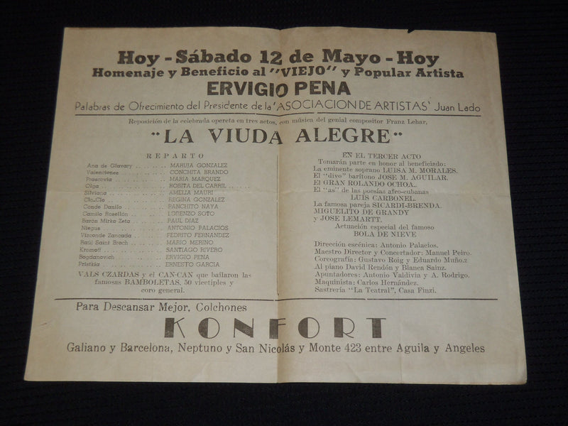1950'S MAY 12 LA VIUDA ALLEGRE PROGRAM - HAVANA CUBA - ERVIGIO PENA - K 89