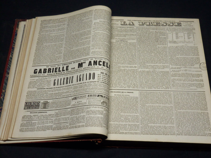 1839 JANUARY-JUNE LA PRESSE FRENCH NEWSPAPER BOUND VOLUME - SCIENCE - KD 1279H