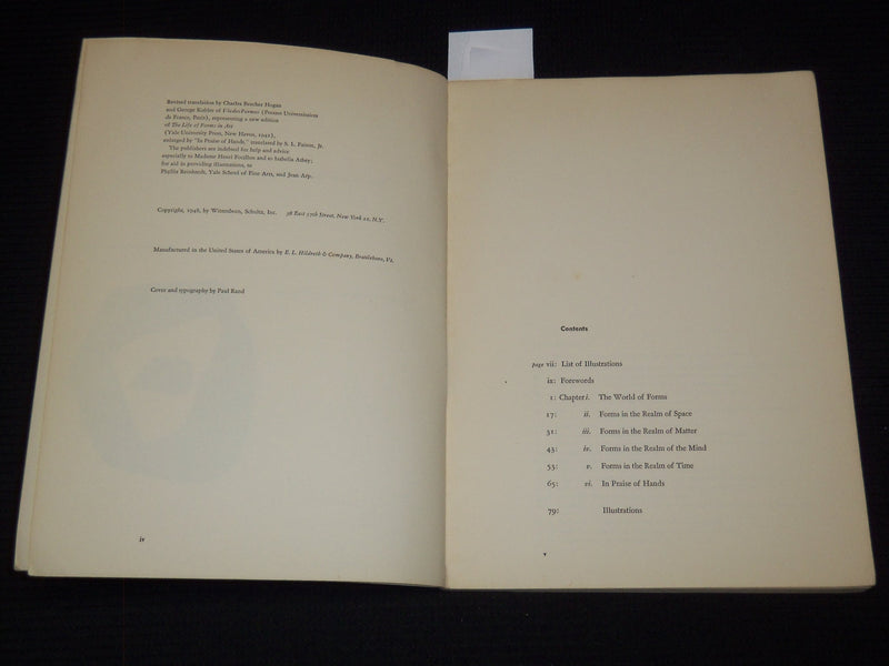 1948 THE LIFE OF FORMS IN ART SOFTCOVER BOOK BY HENRI FOCILLON - J 7493