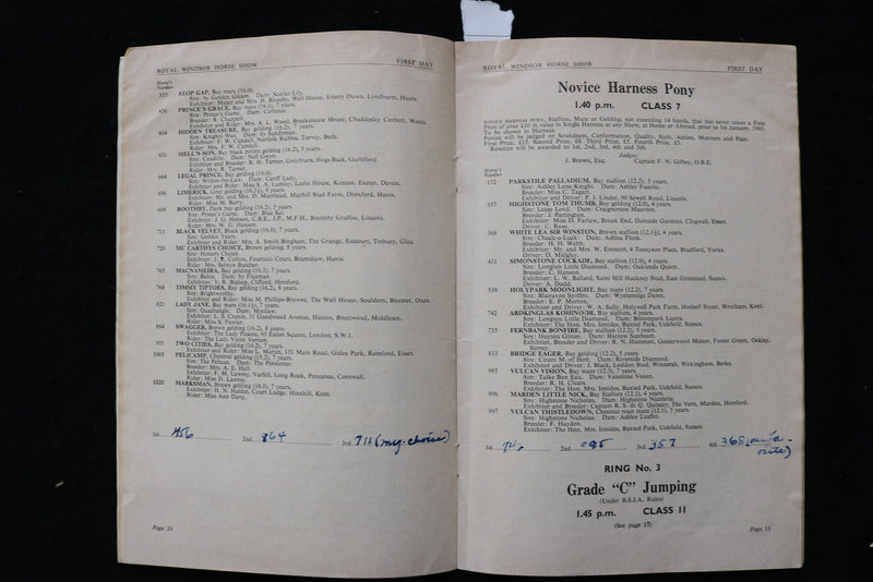 1961 MAY 11 ROYAL WINDSOR HORSE SHOW PROGRAM - HOME PARK WINDSOR CASTLE - K 1850