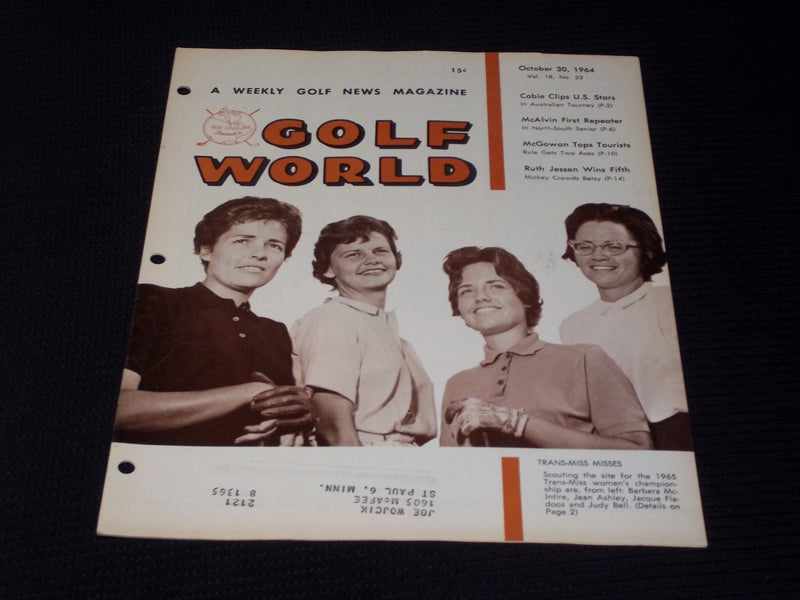 1964 OCTOBER 30 GOLF WORLD MAGAZINE - TRANS-MISS MISSES FRONT COVER - E 7373