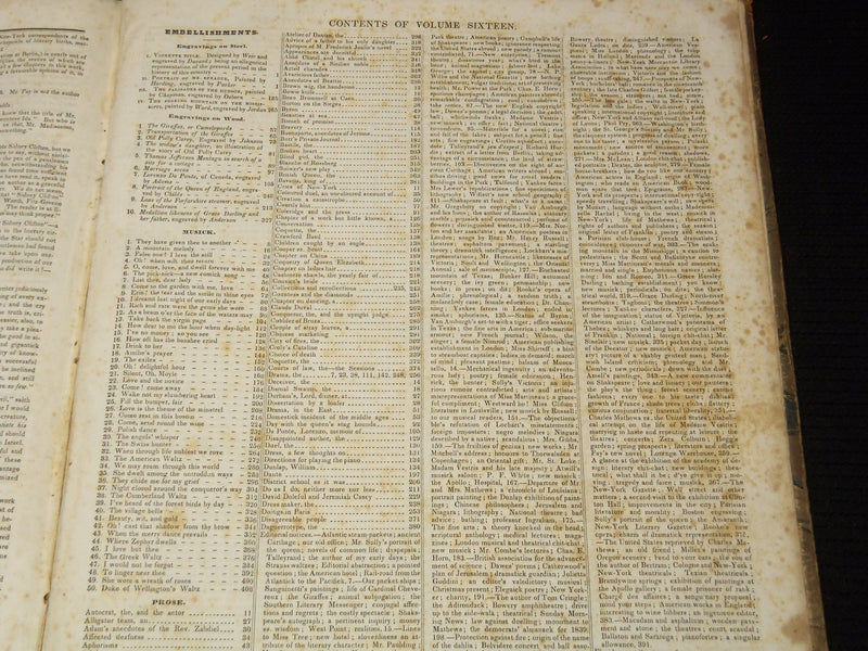 1838-1839 NEW YORK MIRROR AND LADIES GAZETTE BOUND VOLUME - ENGRAVINGS - R 89R
