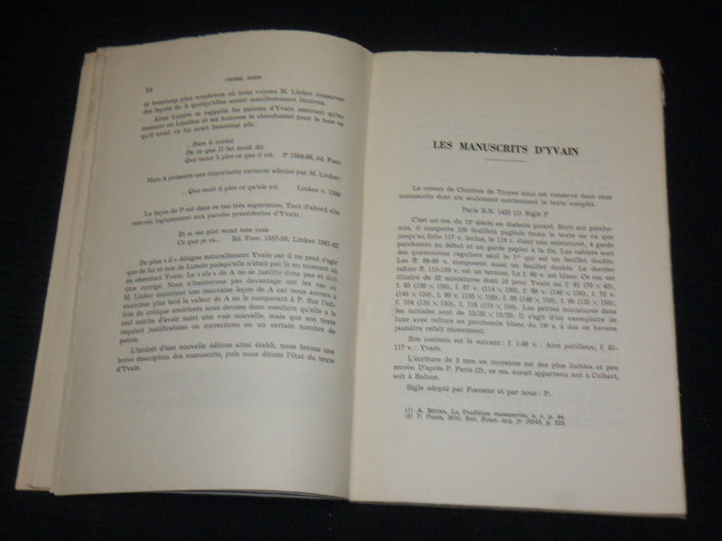 1958 PROLEGOMENES A UNE EDITION D'YVAIN SOFTCOVER BOOK - FRENCH - J 6990