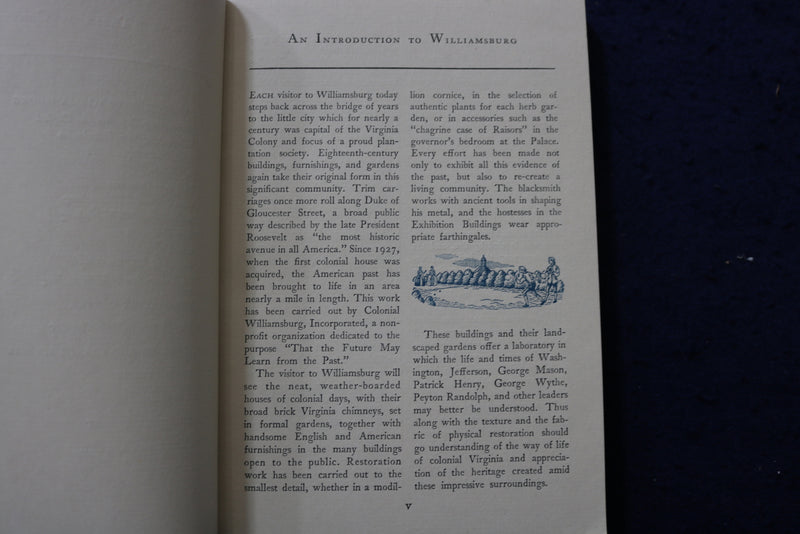1957 COLONIAL WILLIAMSBURG OFFICIAL GUIDEBOOK & MAP - SOFTCOVER BOOK - K 1396