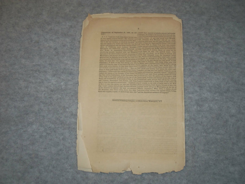 1872 MATT H. CARPENTER SPEECH - PRESIDENT VINDICATED - J 6321
