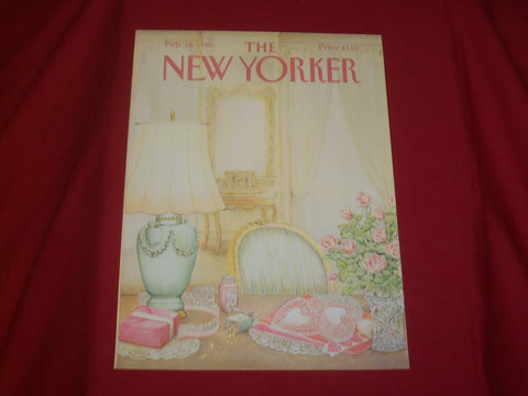1985 FEBRUARY 18 NEW YORKER MAGAZINE FRONT COVER ONLY - GREAT ART FOR FRAMING