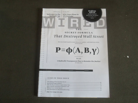 2009 MARCH WIRED MAGAZINE - SECRET FORMULA DESTROYED WALL STREET COVER - B 5341A