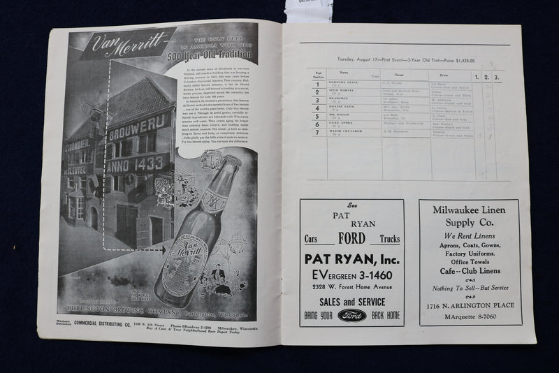 1948 AUGUST 17 MID-WEST HARNESS RACES PROGRAM - FAIR PARK - WISCONSIN - K 899