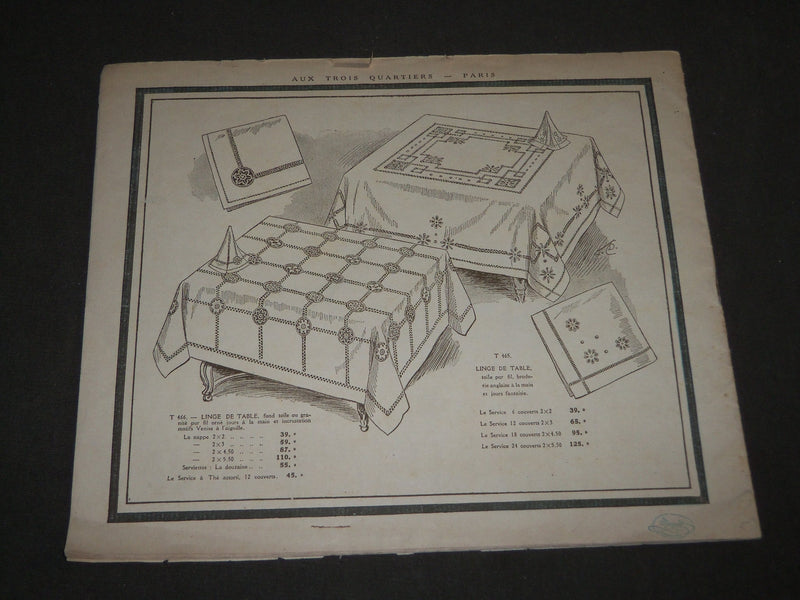1911 JANUARY 22 AUX TROIS QUARTIERS BLANC FRENCH CATALOGUE - PARIS - FR 1060