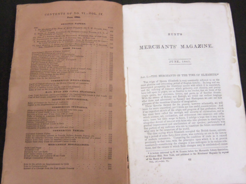 1840-1841 HUNT'S MERCHANTS MAGAZINE AND COMMERCIAL REVIEW LOT OF 7 - WR 340A
