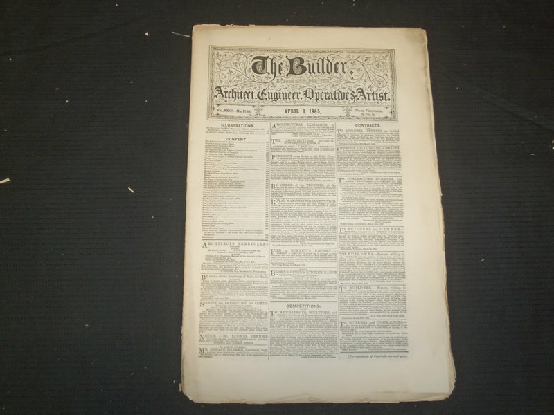1865 APRIL 1 THE BUILDER ARCHITECT MAGAZINE - ILLUSTRATIONS - ST 415I