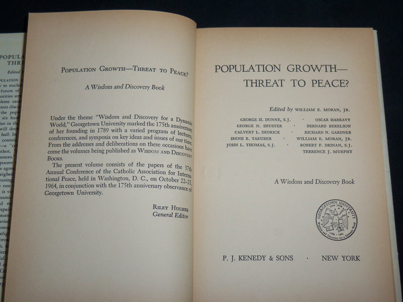 1965 POPULATION GROWTH THREAT TO PEACE? BOOK BY WILLIAM E. MORAN JR. - KD 7210