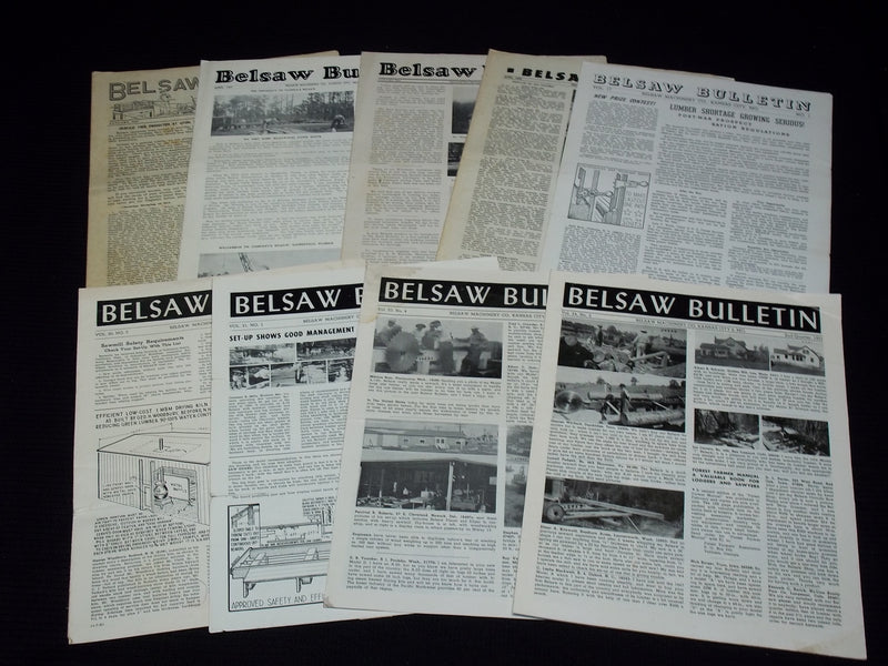 1937-1951 BELSAW MACHINERY CO. BULLETIN LOT OF 9 ISSUES - KANSAS CITY - O 2593B