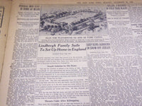 1935 DECEMBER 23 NEW YORK TIMES - LINDBERGH FAMILY SAILS FOR ENGLAND- NT 1984