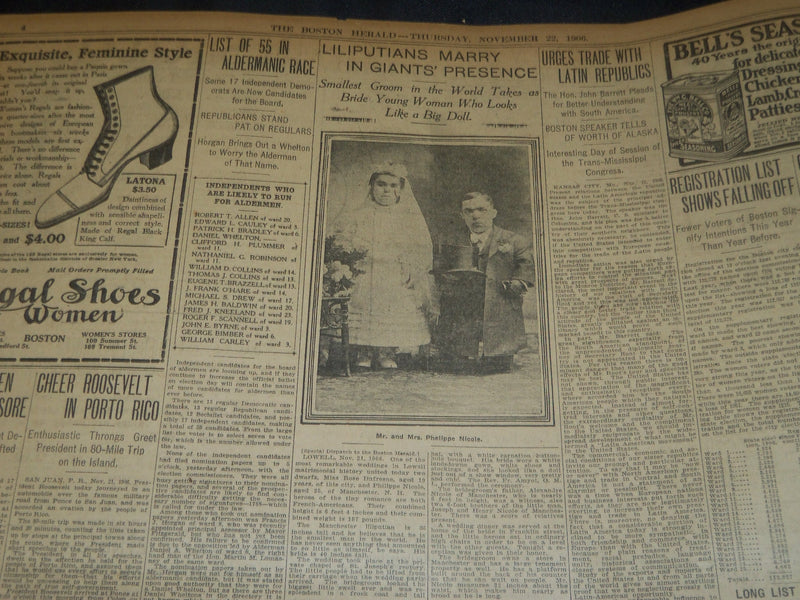 1906 NOVEMBER 22 THE BOSTON HERALD - DETAIL MAP OF PEARY'S 2000 DASH - BH 129