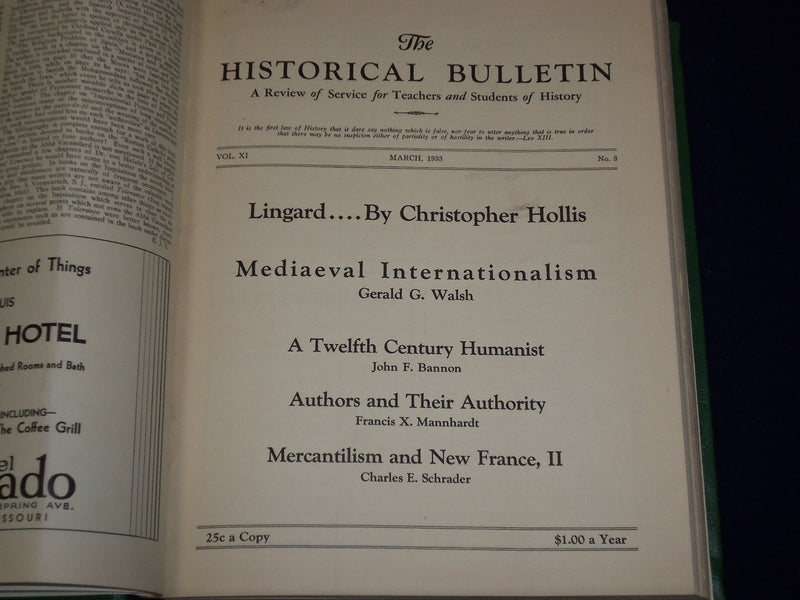 1932-1941 THE HISTORICAL BULLETIN REVIEW OF SERVICE TEACHERS VOLUME - KD 1523