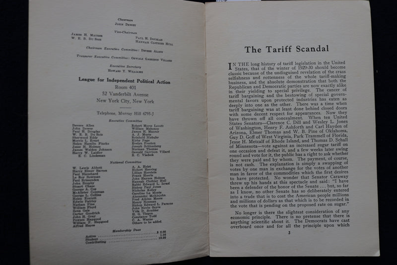 1930 THE TARIFF SCANDAL SOFTCOVER BOOK BY OSWALD GARRISON VILLARD - K 1557