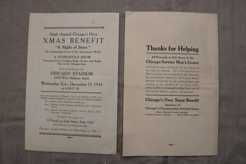 1941-42 CHAMPIONSHIP FOOTBALL GAME PROGRAMS-TILDEN & LEO H.S.-SOLDIER F.- K 3446